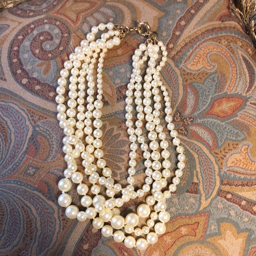 Jcrew Pearl Twisted Multistrand Hammock chain faux necklace